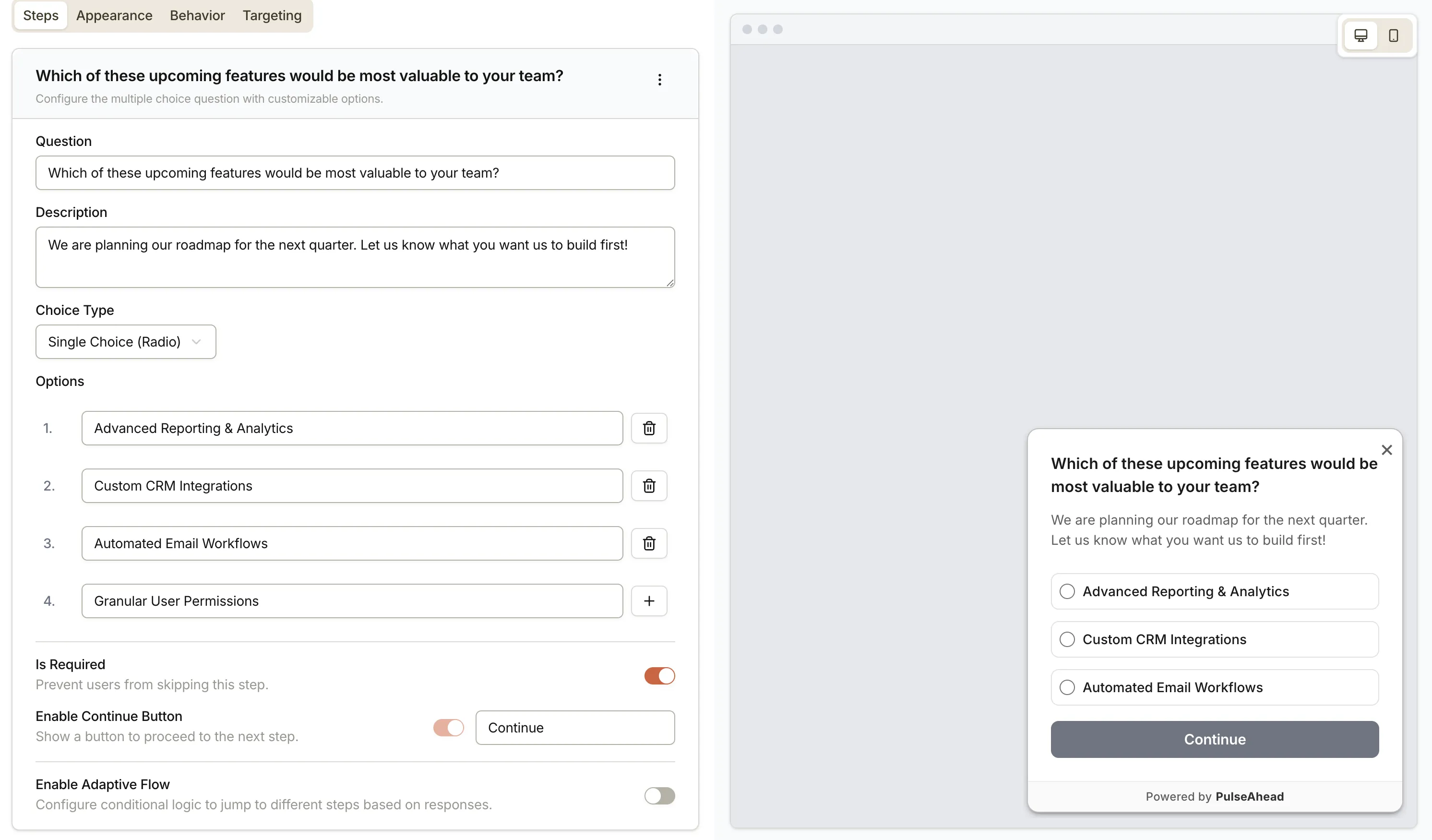 Choice question step