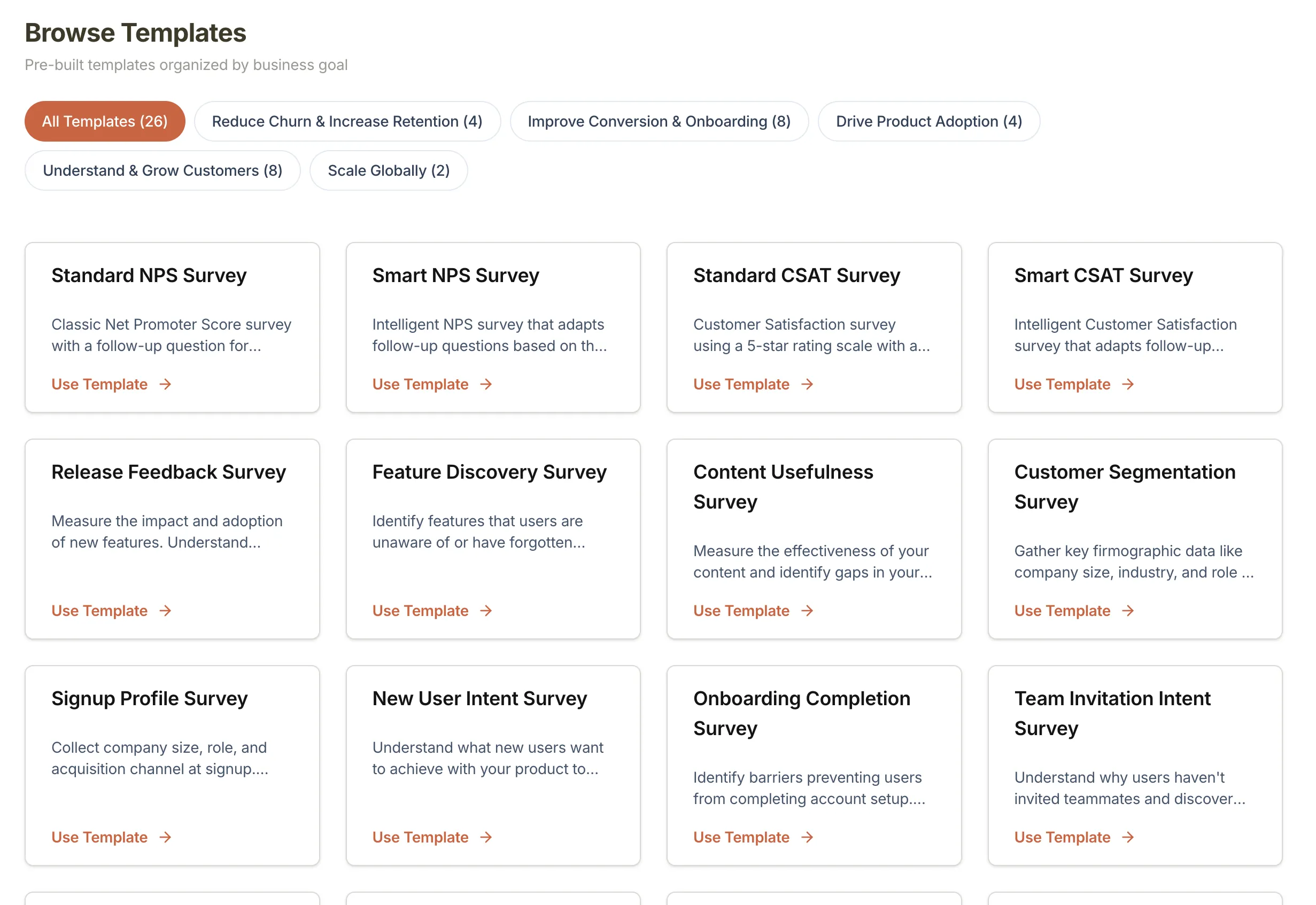 Survey creation templates