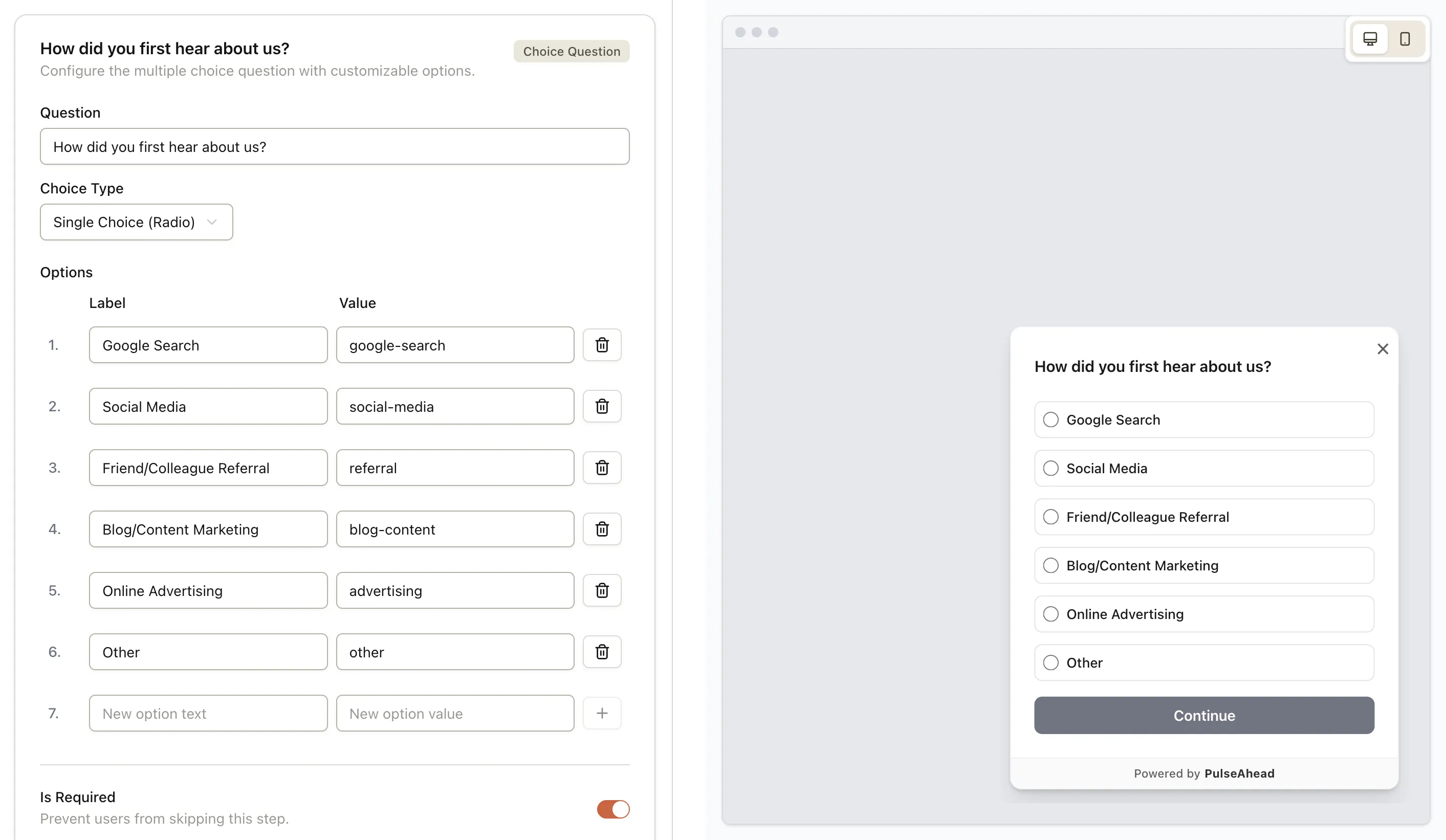 Channel Attribution Survey Builder