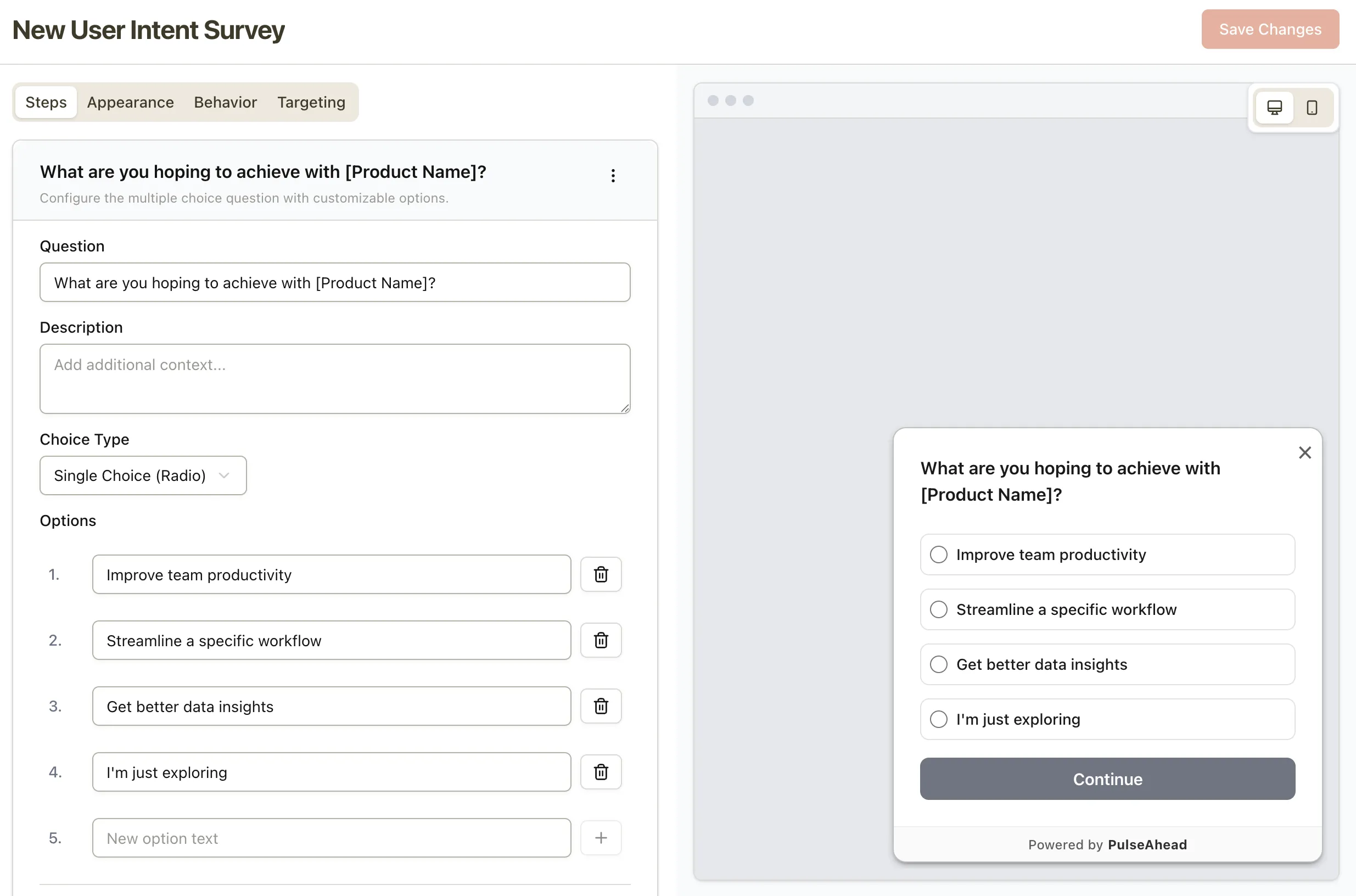 PulseAhead survey builder