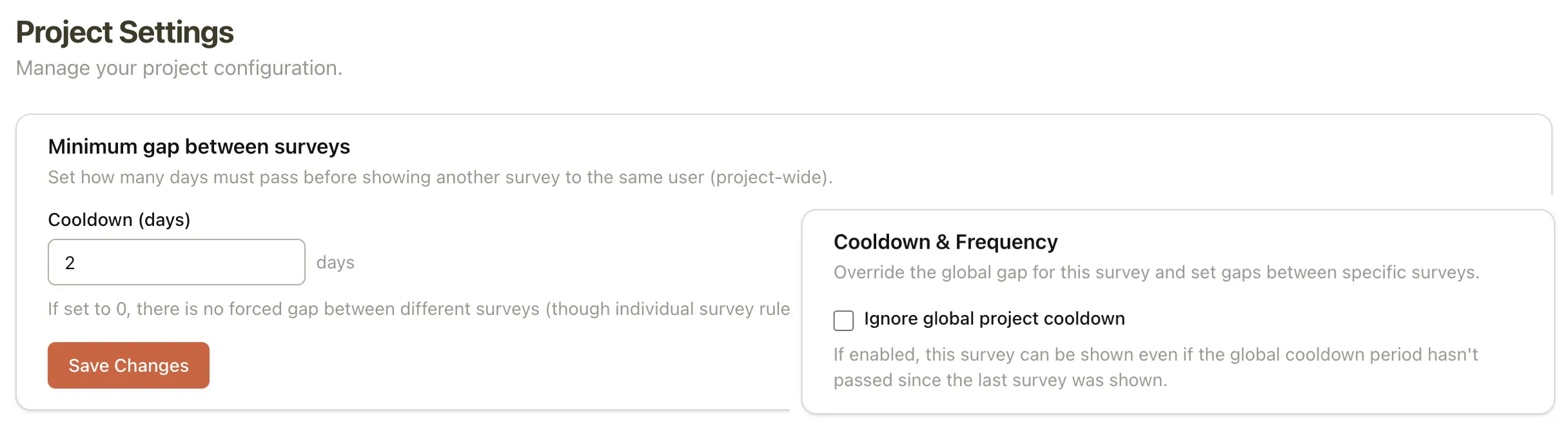 Survey Cooldown Settings