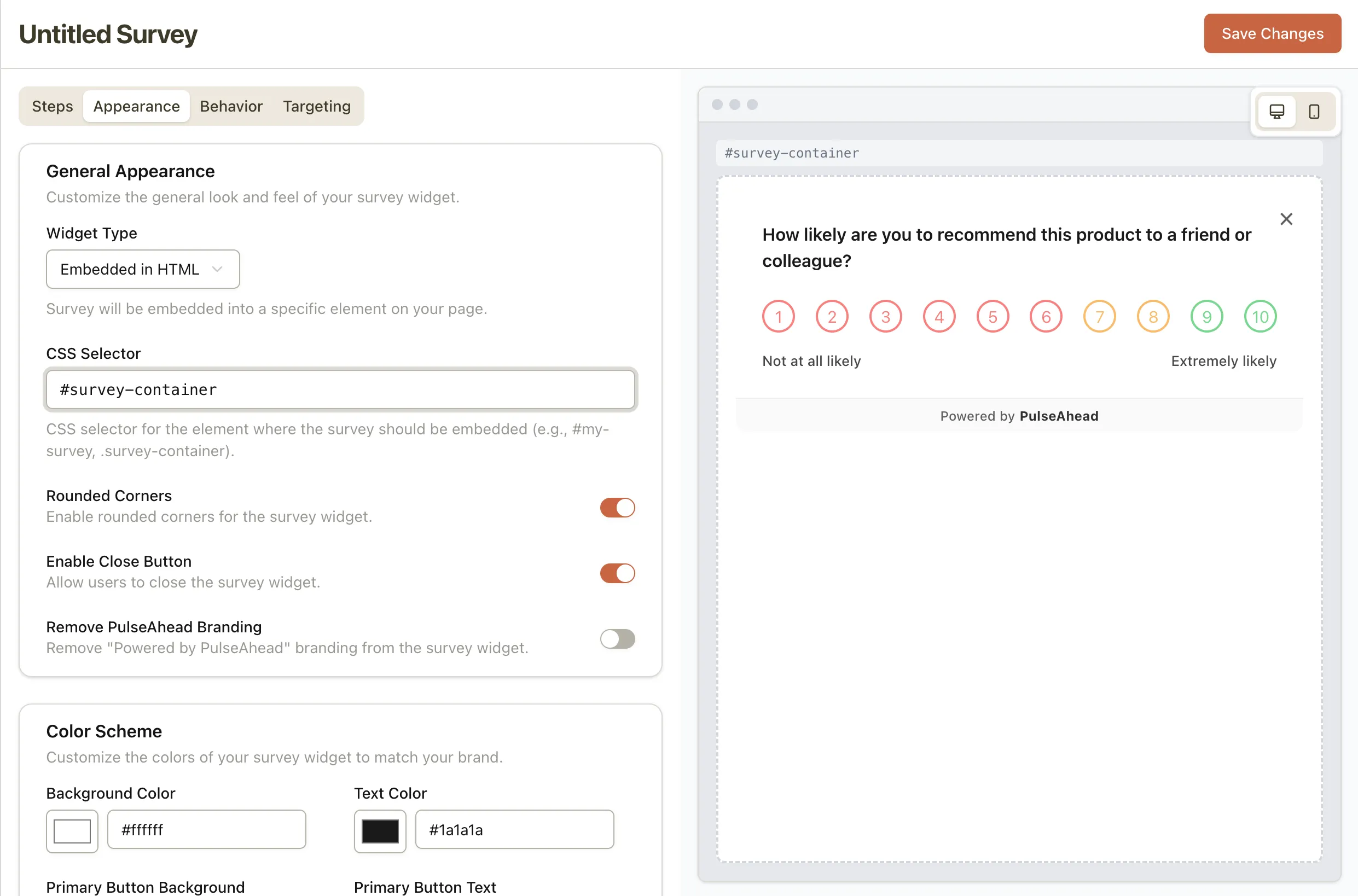 A demonstration of a survey embedded directly within a webpage's content.