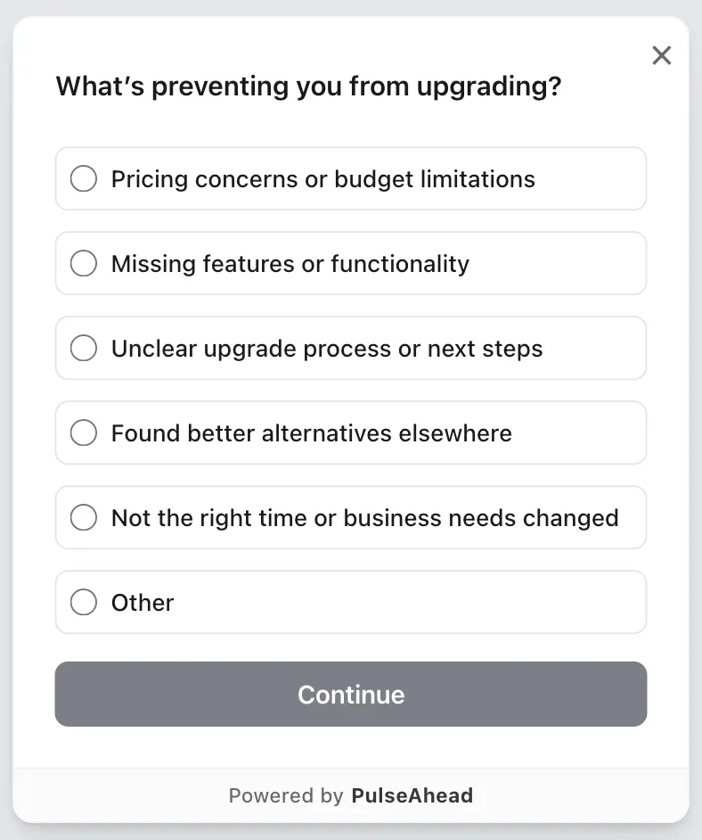 Trial to Paid Conversion Survey Example