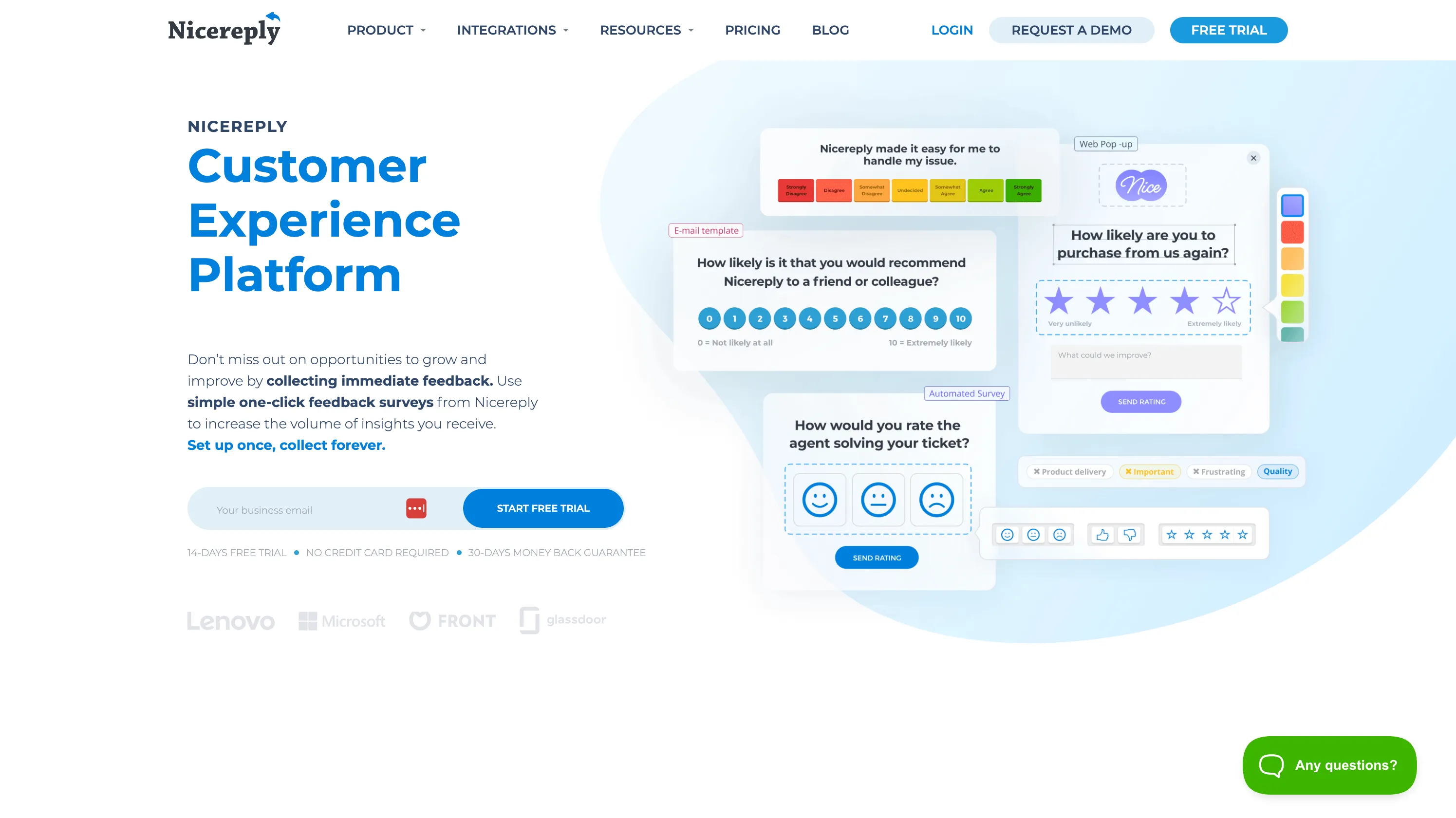 Nicereply homepage