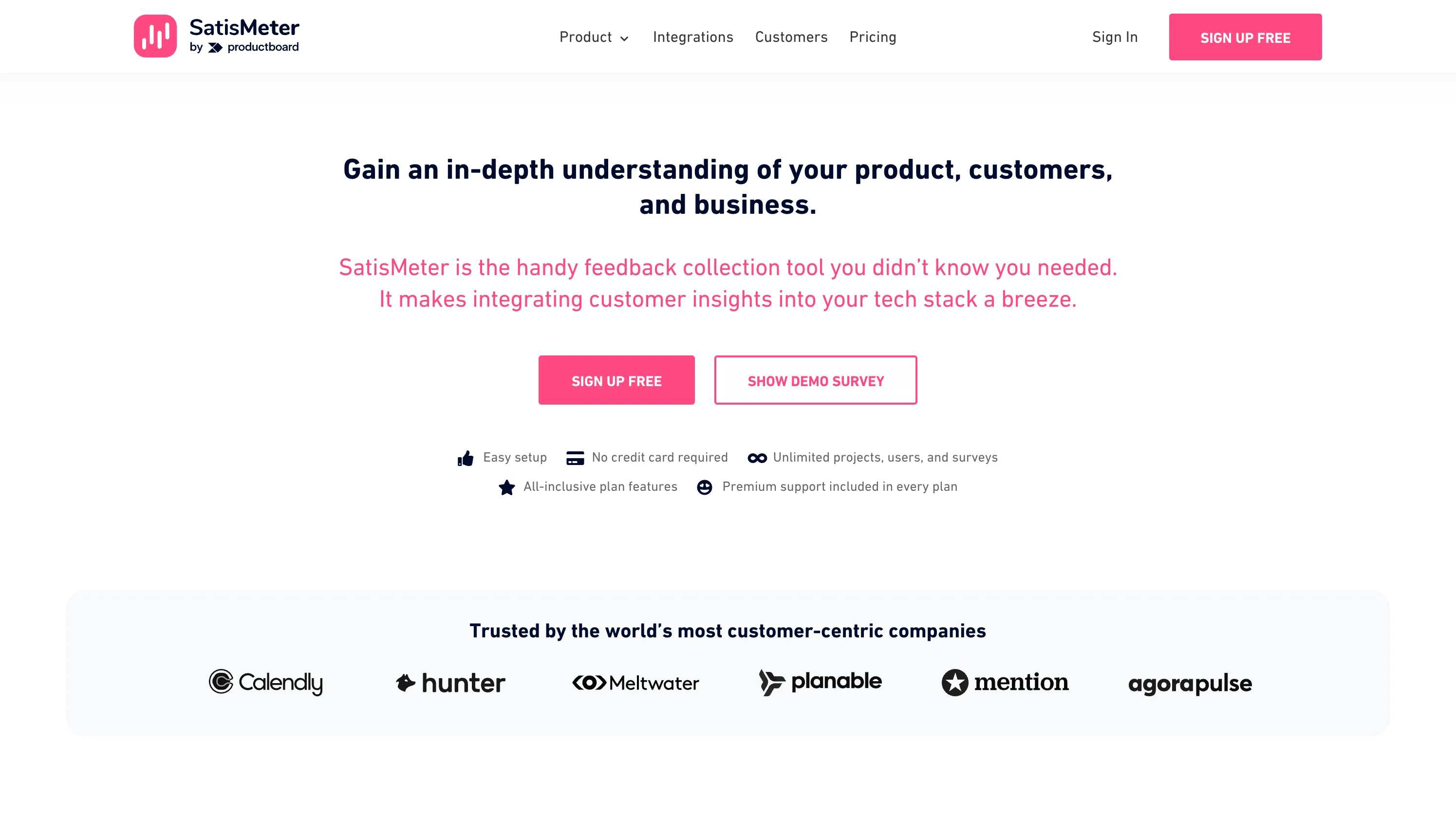SatisMeter homepage